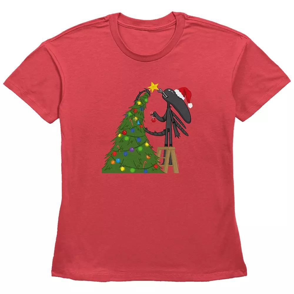 Women's Alien Xenomorph Christmas Ready Graphic Tee, Size: XL, Red Product Image