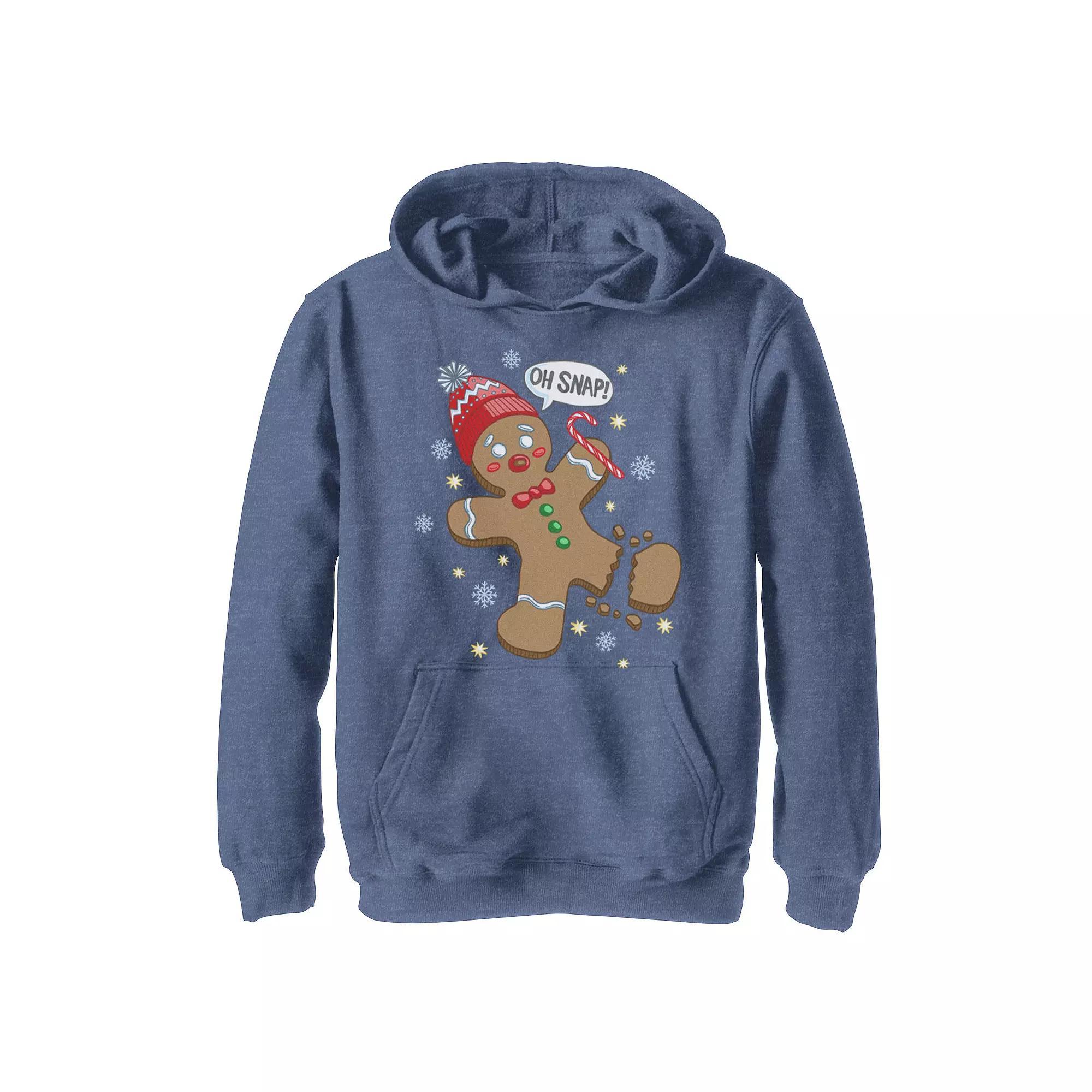 Boys 8-20 Gingerbread Man Oh Snap Christmas Graphic Fleece Hoodie, Boy's, Size: Large, Navy Grey Product Image