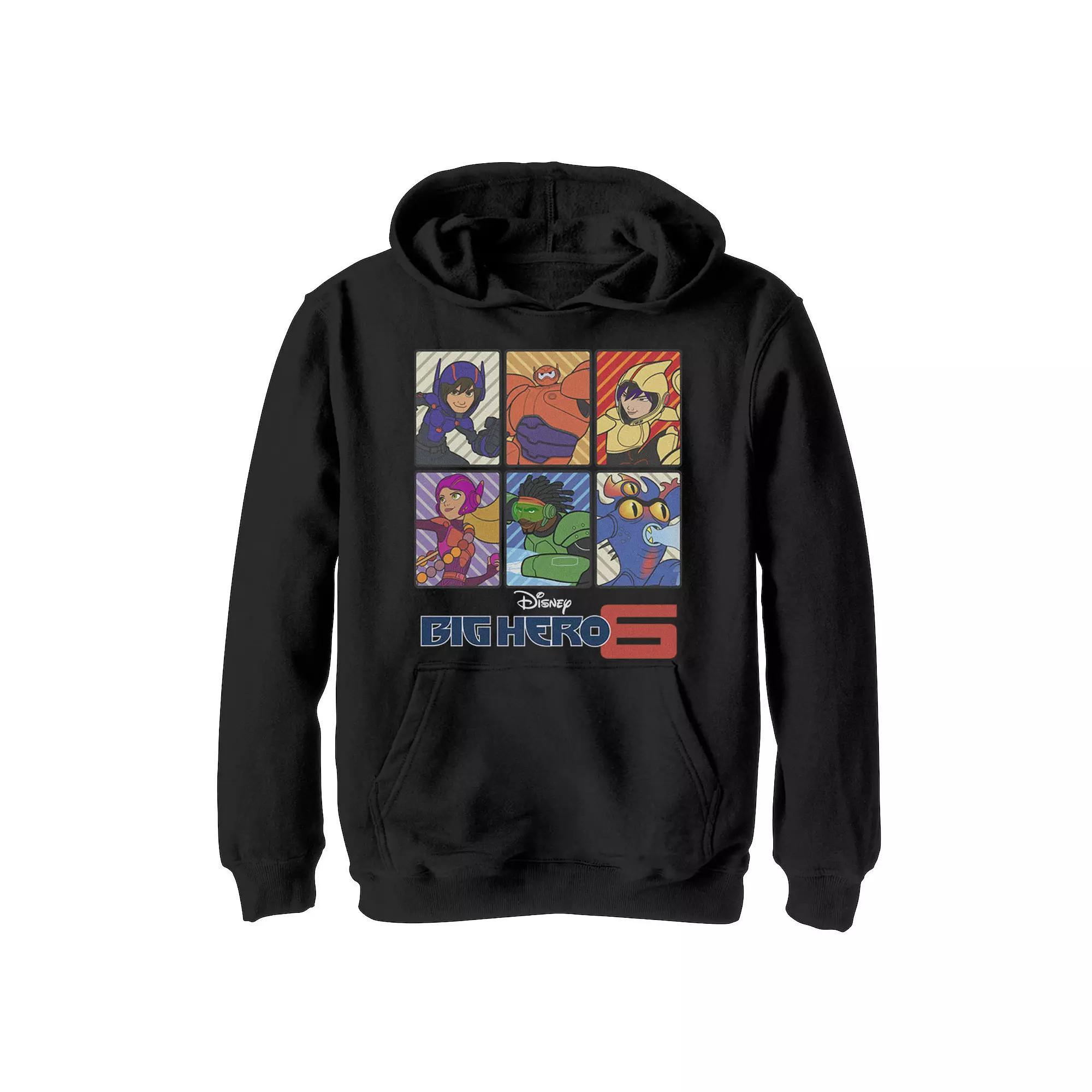 Men's Disney Big Hero 6 Group Shot Panels Title Logo Fleece, Boy's, Size: Small, Black Product Image