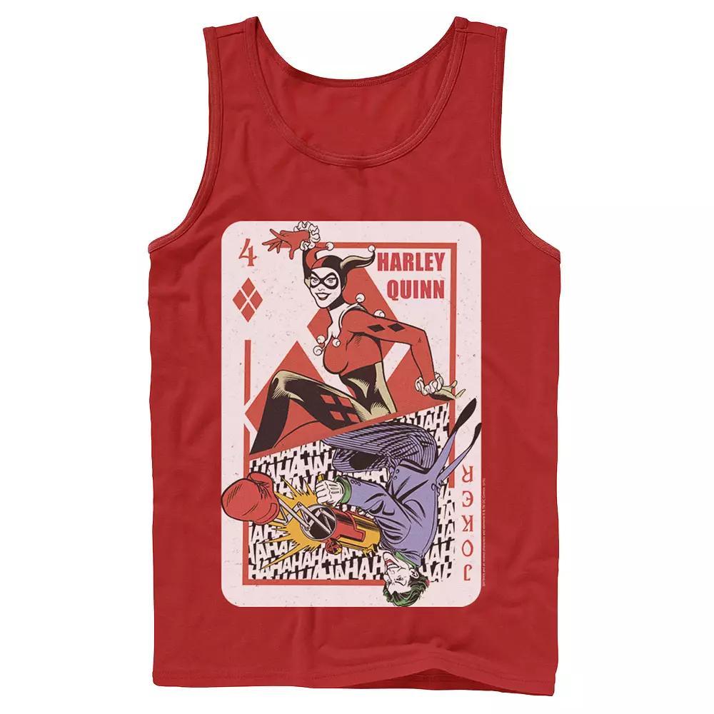 Mens DC Comics Harley Quinn Joker Playing Card Tank Top, Men's, Size: Large, Athletic Grey Product Image