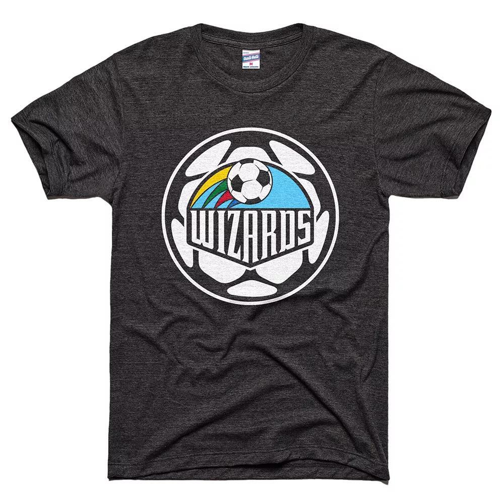 Men's Charlie Hustle Black Sporting Kansas City Retro Soccer Ball Tri-Blend T-Shirt, Size: XL Product Image