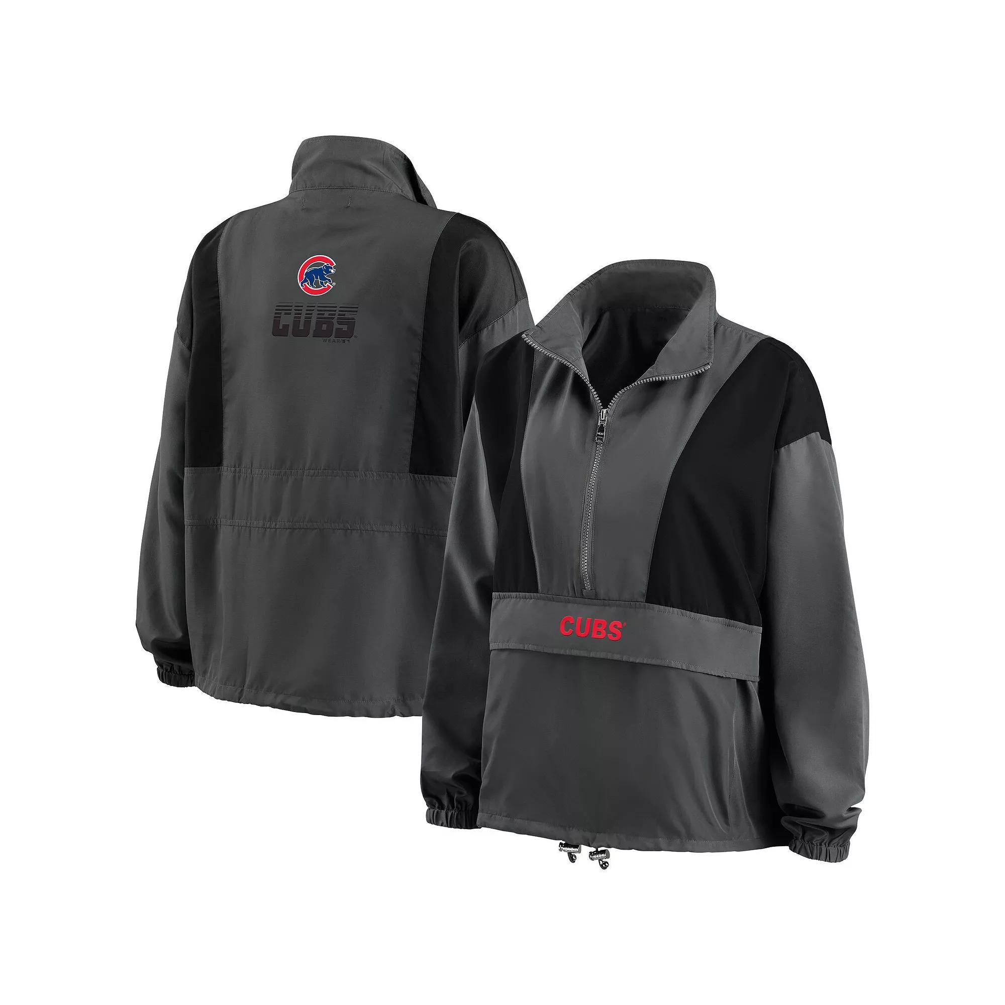 Women's WEAR by Erin Andrews Charcoal Milwaukee Brewers Packable Half-Zip Jacket, Size: Small Product Image