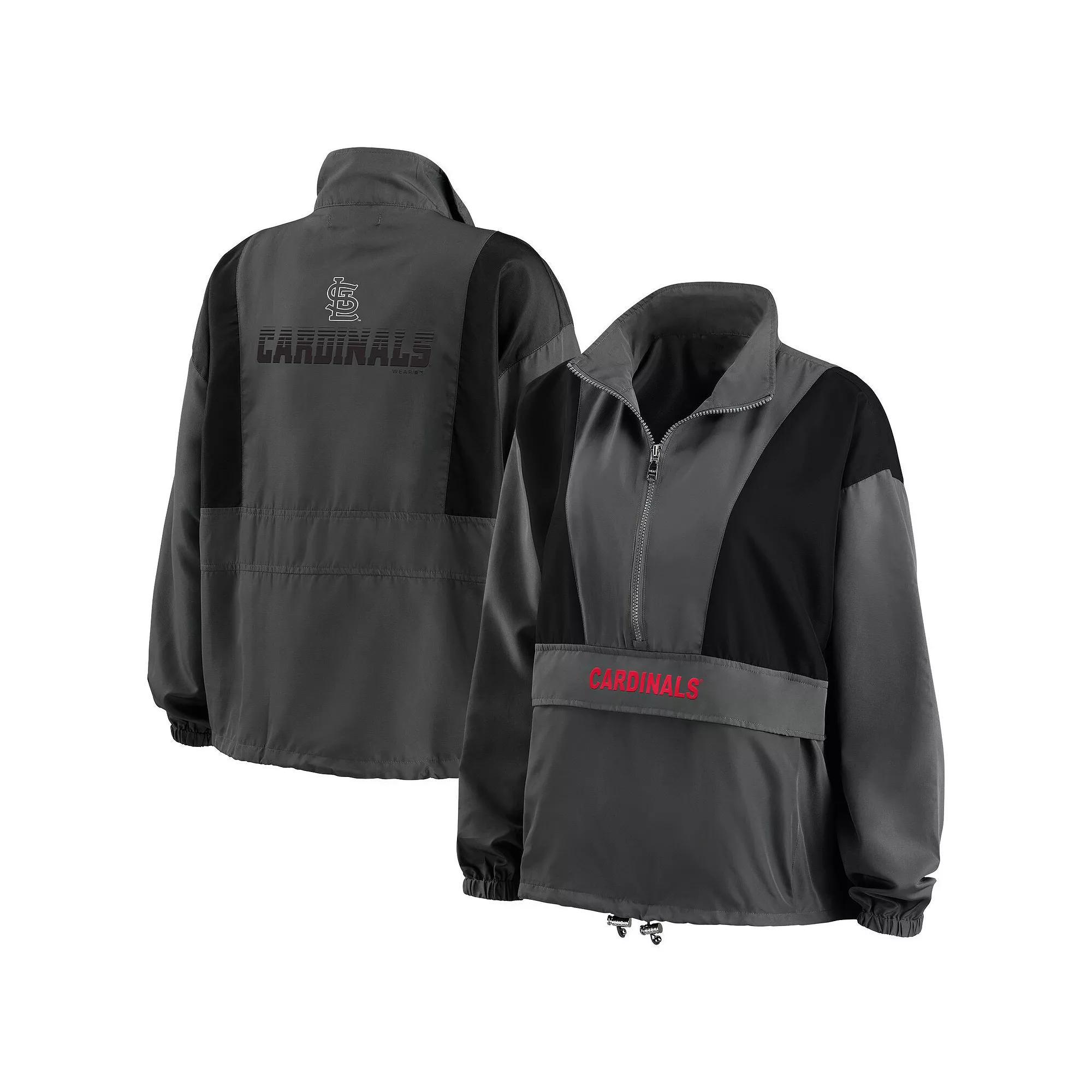 Women's WEAR by Erin Andrews Charcoal Boston Red Sox Packable Half-Zip Jacket, Size: XL Product Image