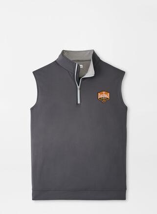 Peter Millar Mens Tennessee College World Series Galway Stretch Loop Terry Quarter-Zip Vest | Color: Iron | Size: S Product Image