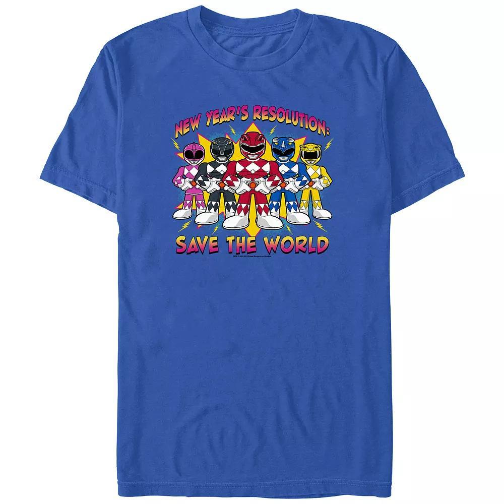Men's Power Rangers New Year's Resolution Save The World Graphic Tee, Size: Medium, Royal Product Image