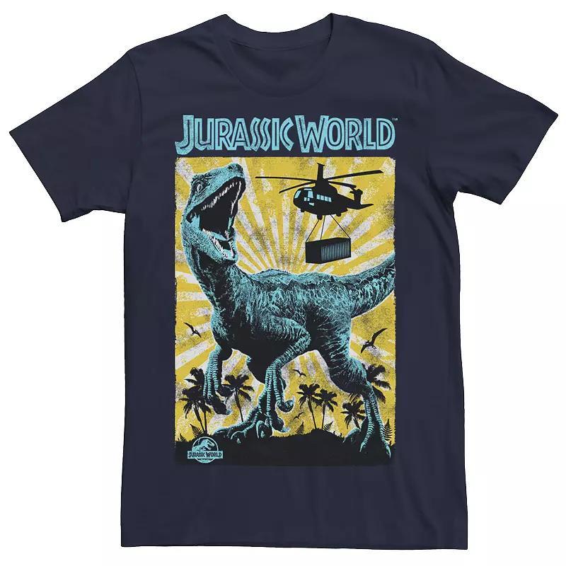 Men's Jurassic World T-Rex Color Pop Retro Poster Tee, Size: 3XL, Navy Grey Product Image