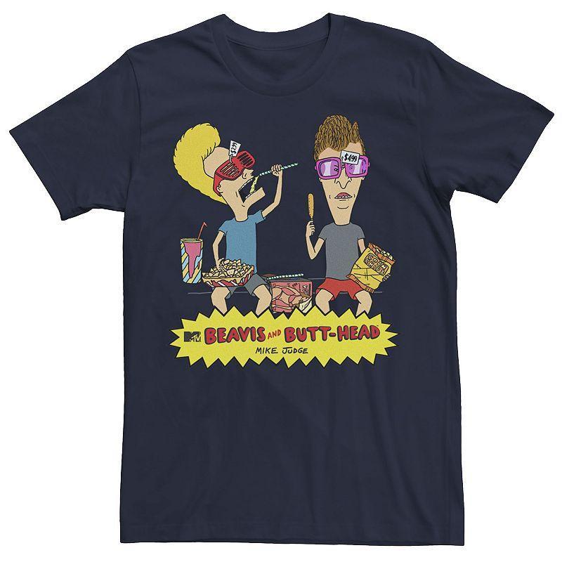 Men's Beavis & Butthead Snacks On The Curb Logo Tee, Size: Medium, Navy Grey Product Image
