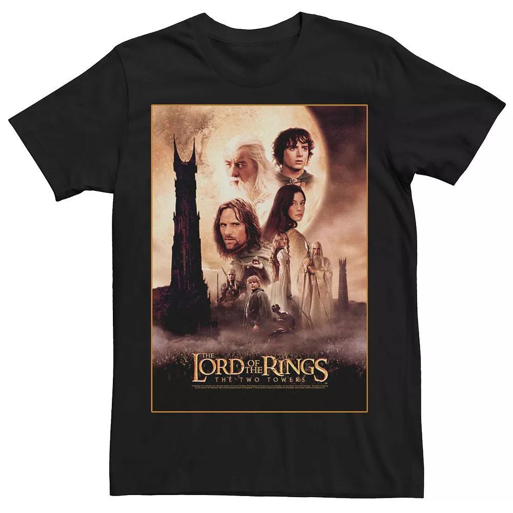 Men's Lord Of The Rings Two Towers Poster Photo Real Tee, Size: 3XL, Black Product Image