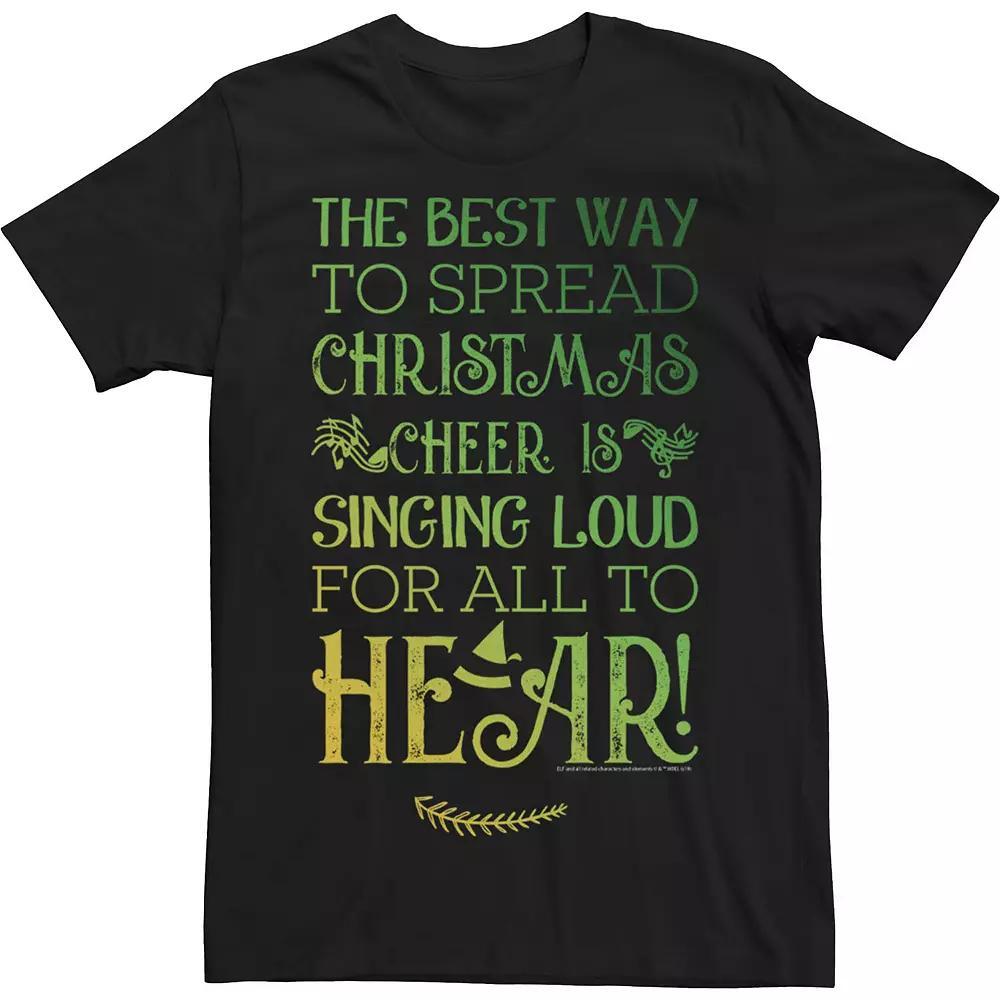 Men's Elf Singing Loud Gradient Text Tee, Size: 3XL, Black Product Image