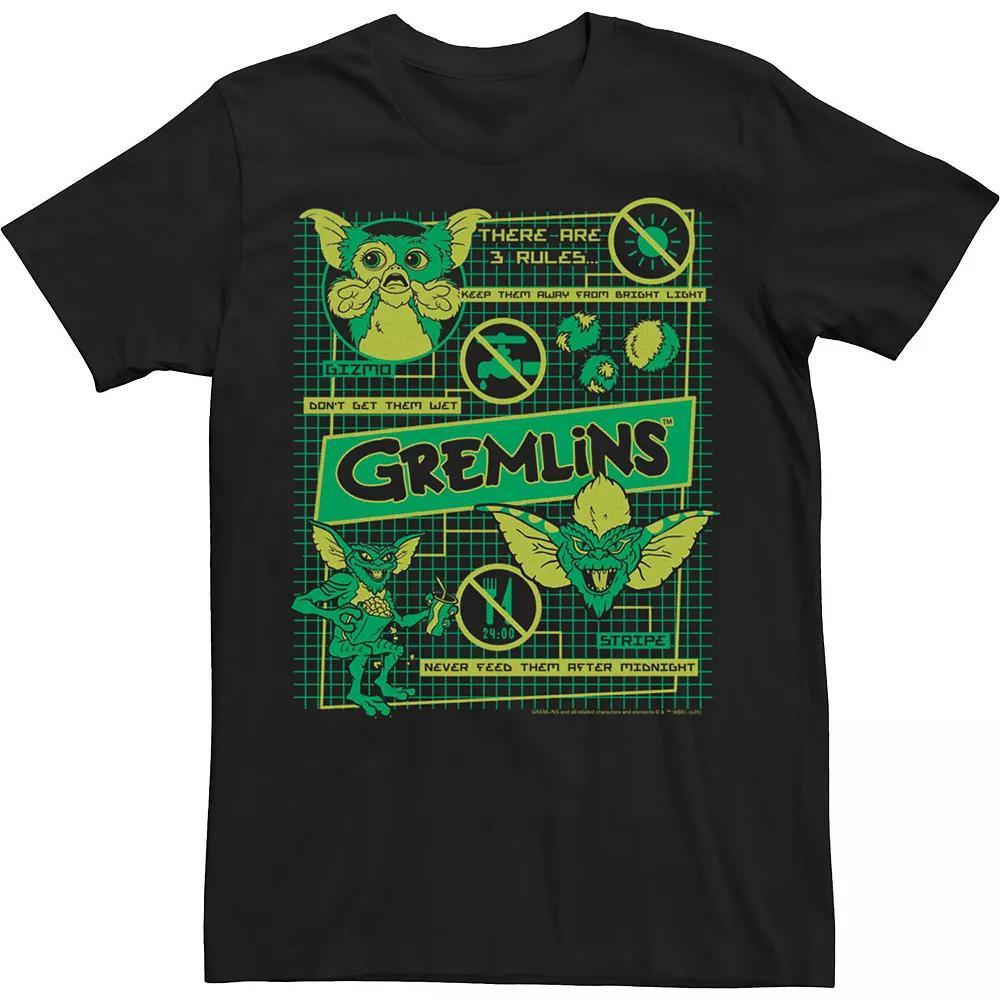 Men's Gremlins Three Rules Schematics Tee, Size: XXL, Black Product Image