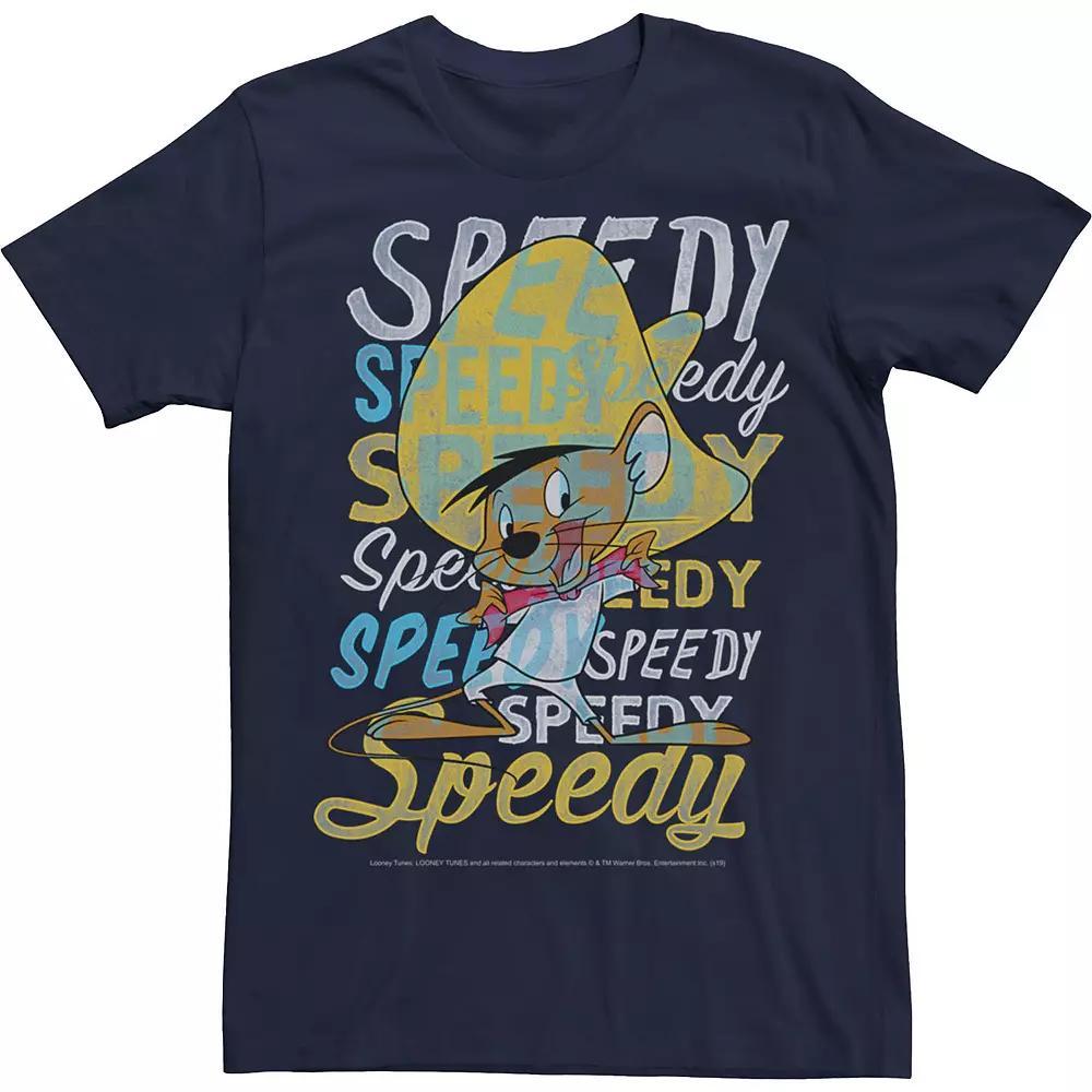 Men's Looney Tunes Speed Gonzales Text Stack Tee, Size: Medium, Blue Product Image