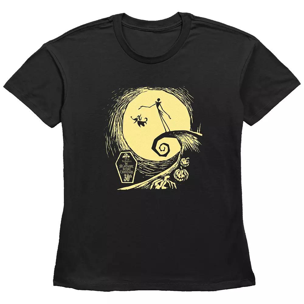 Disney's The Nightmare Before Christmas Jack Skellington Spiral Hill Women's Graphic Tee, Size: XL, Black Product Image