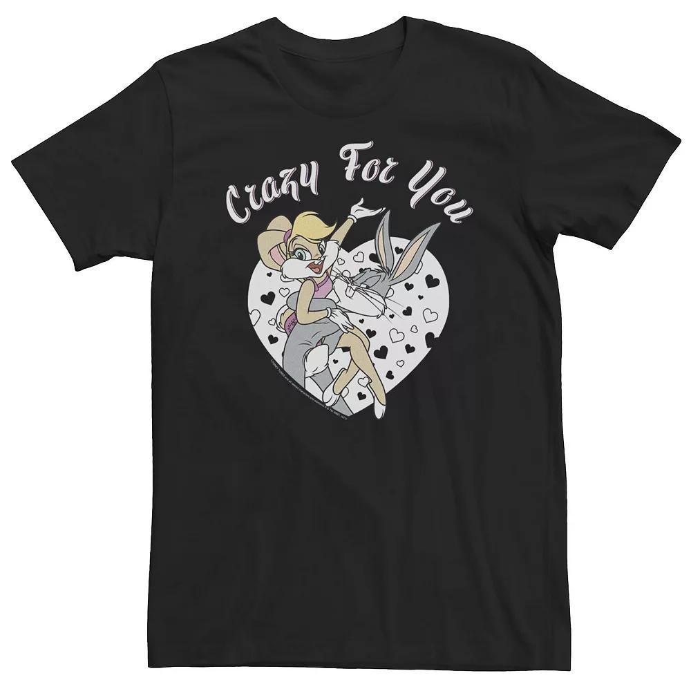 Big & Tall Looney Tunes Bugs And Lola Crazy For You Heart Portrait Tee, Men's, Size: 3XL, Black Product Image