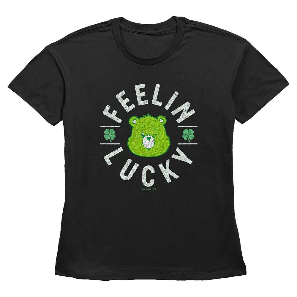 Women's Care Bears Good Luck Bear Feelin' Lucky Graphic Tee, Size: Small, Black Product Image