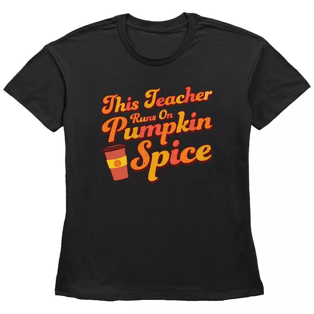 Women's This Teacher Runs On Pumpkin Spice Graphic Tee, Size: XL, Black Product Image