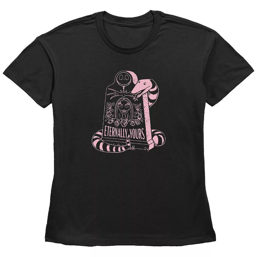 Disney's The Nightmare Before Christmas Jack Skellington And Sally Eternally Yours Gravestone Women's Graphic Tee, Size: Large, Black Product Image