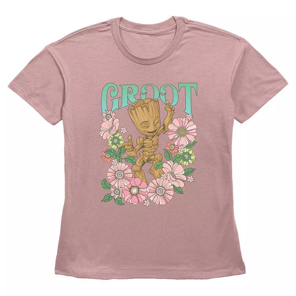 Women's Marvel Guardians OF The Galaxy Groot Floral Dancer Graphic Tee, Size: XL, Desert Pink Product Image