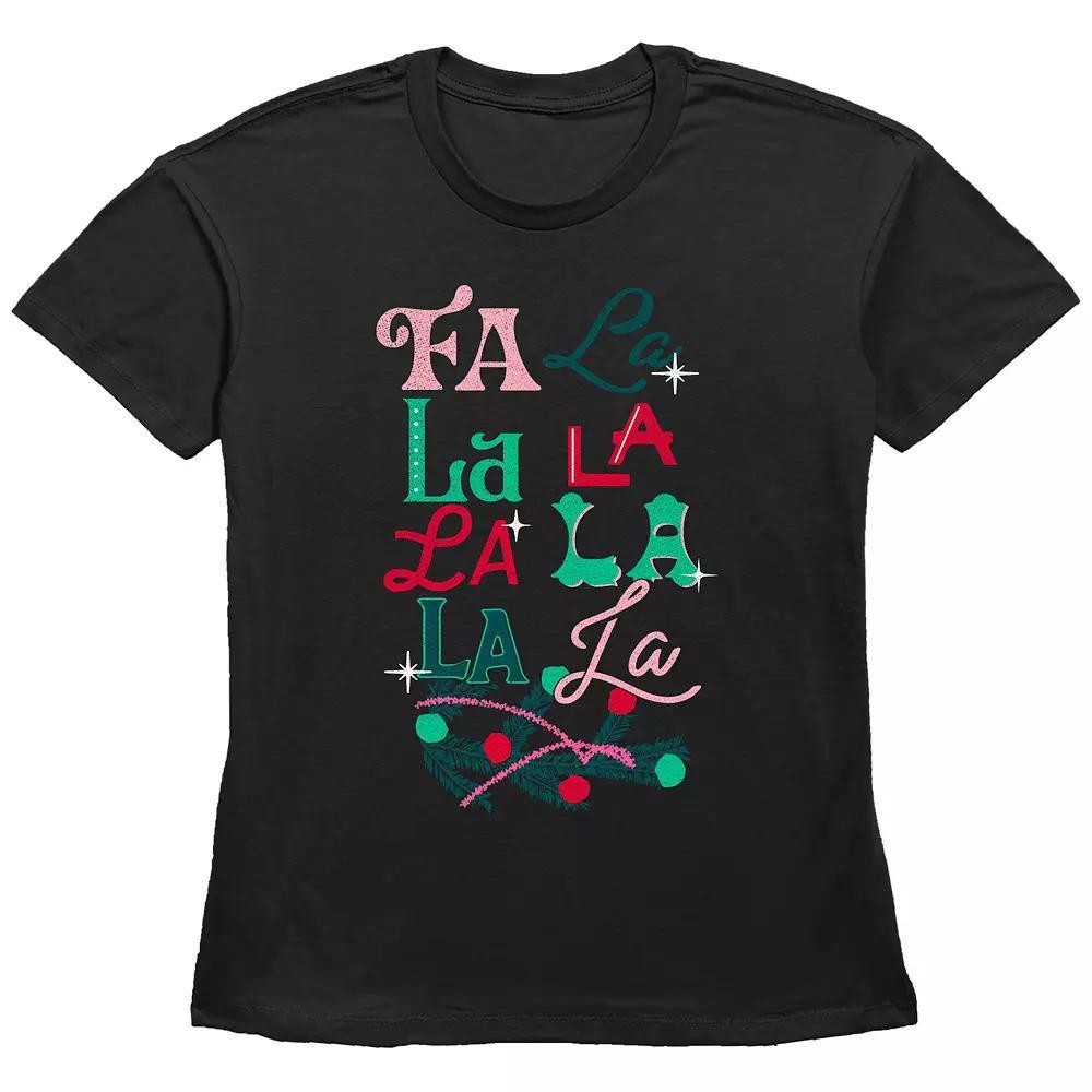 Women's Christmas Fa La La Graphic Tee, Size: Medium, Black Product Image