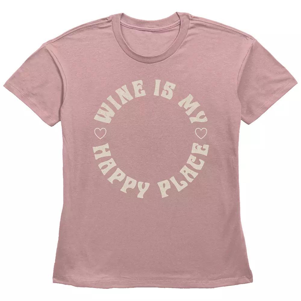Women's Fifth Sun "Wine Is My Happy Place" Circle Badge Graphic Tee, Girl's, Size: XS, Desert Pink Product Image