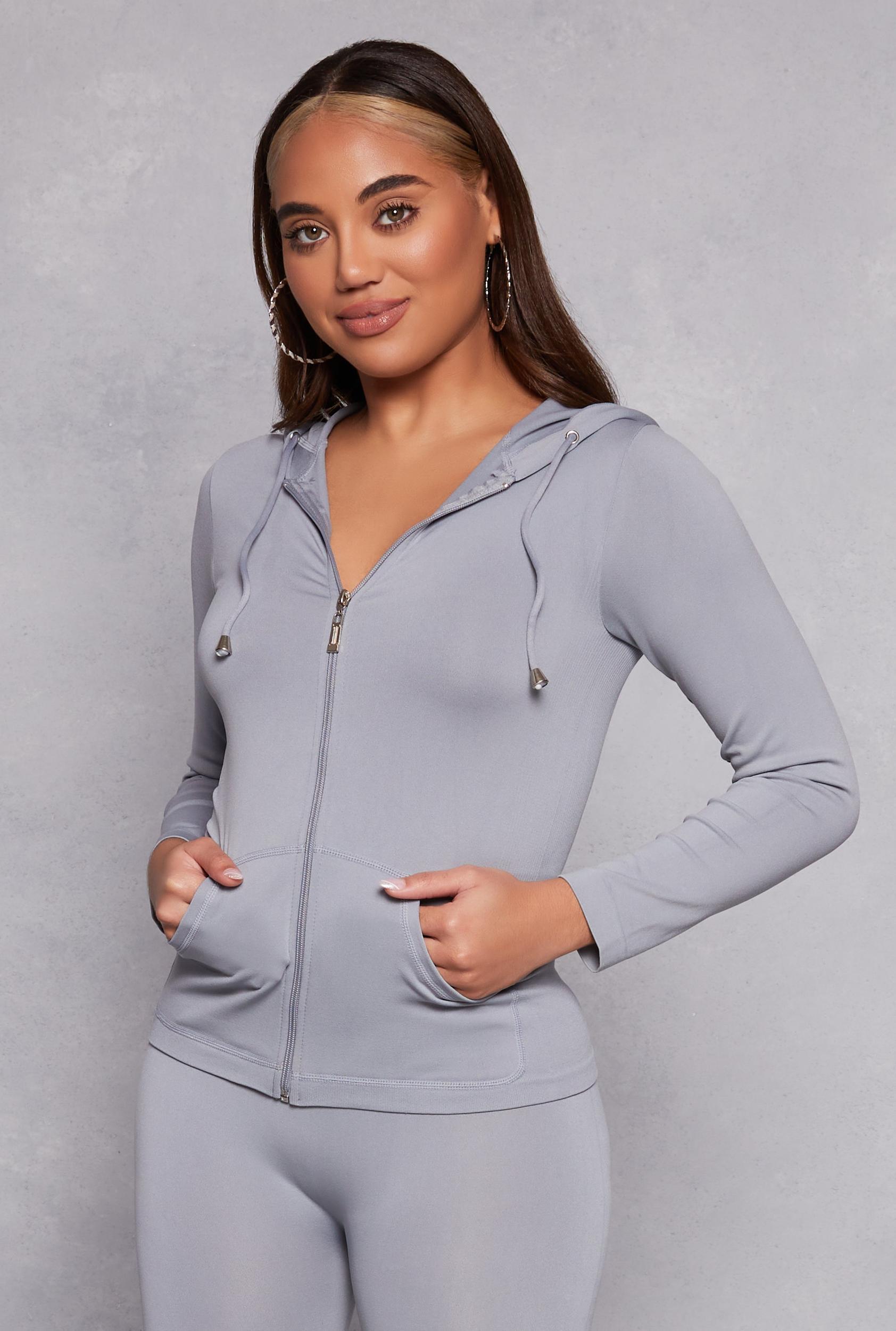 Womens Seamless Zip Front Hooded Top Product Image