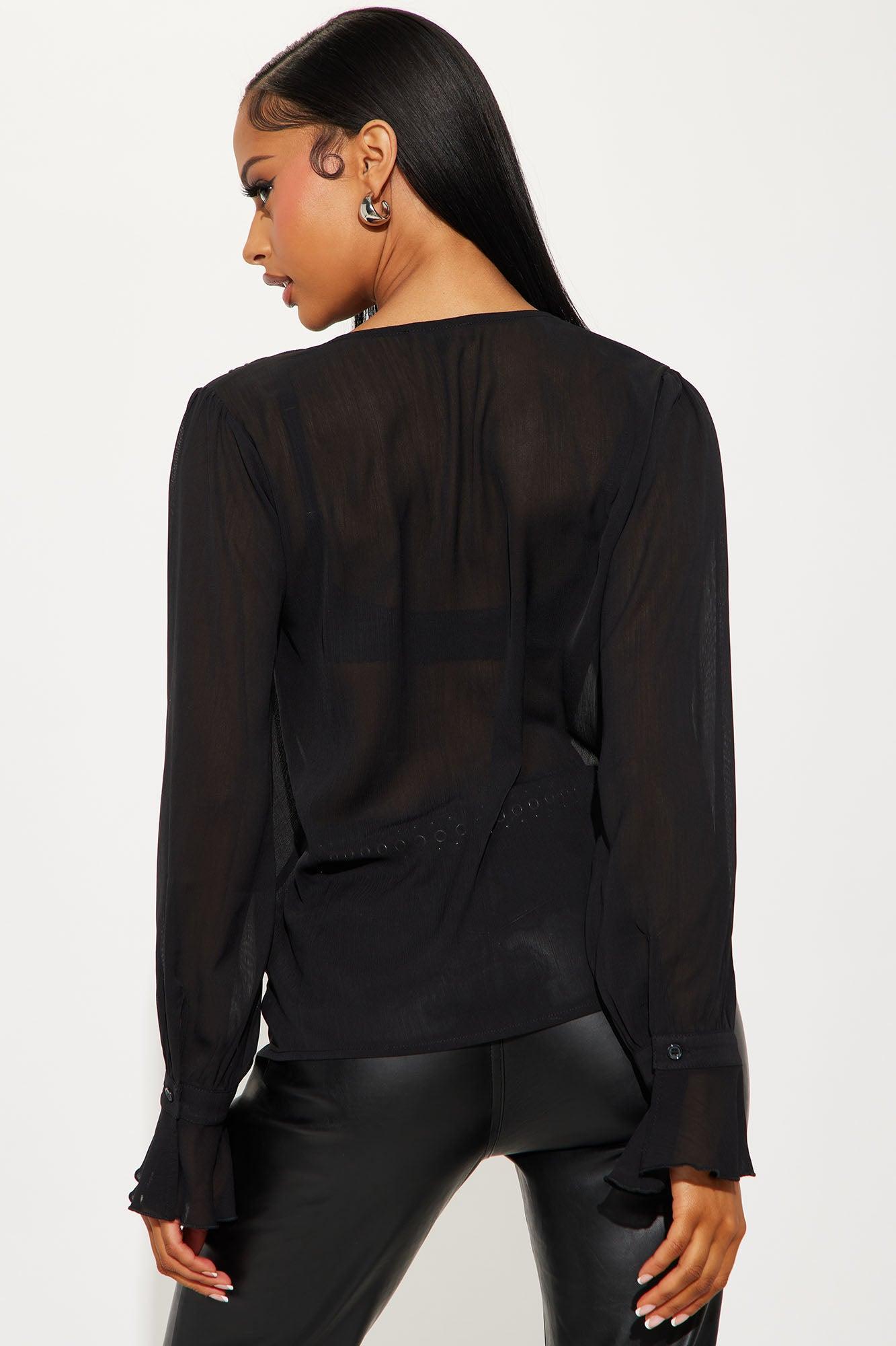 Zephyra Ruffle Top - Black Product Image