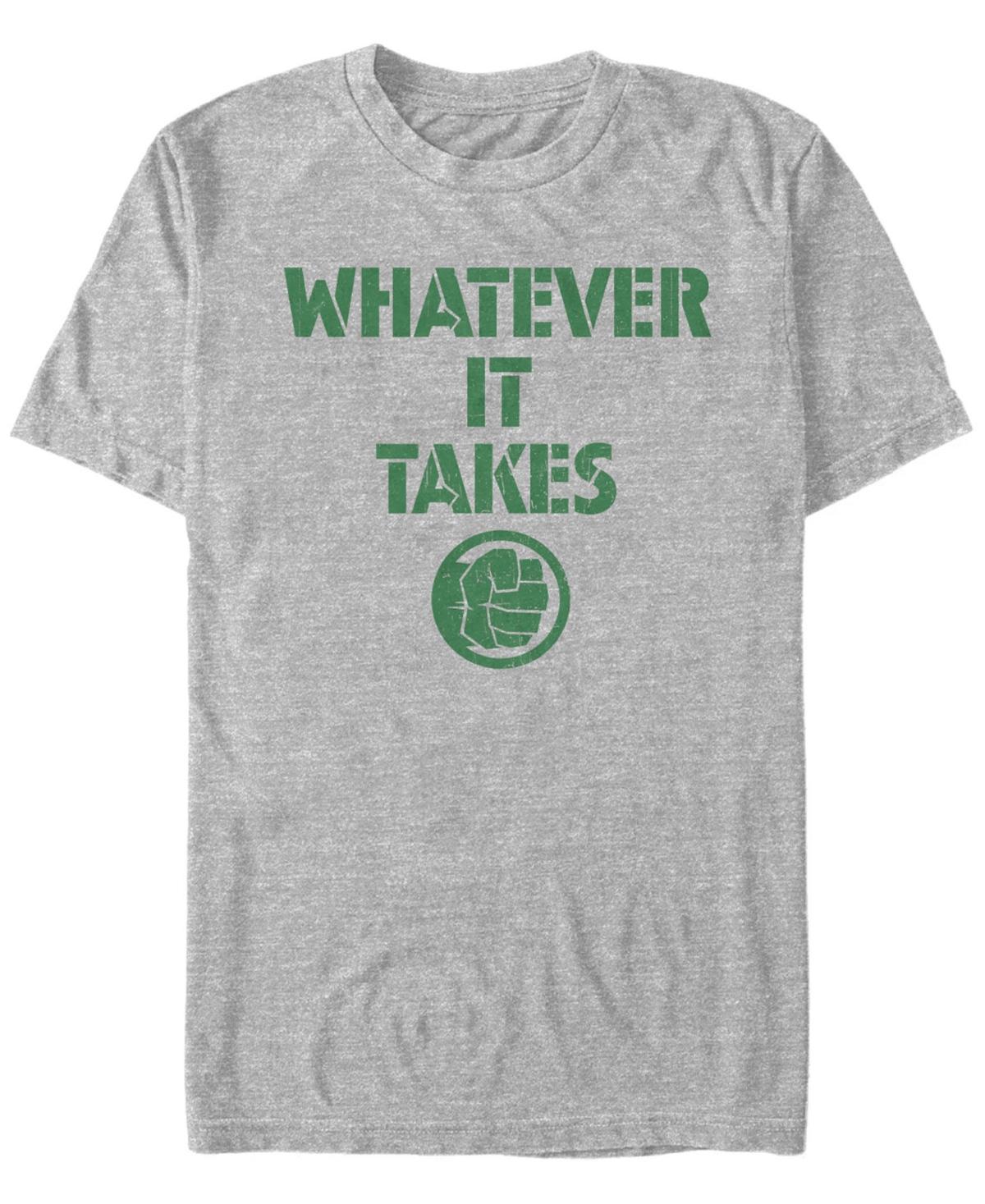 Men's Marvel Hulk Fist "Whatever It Takes" Text Tee, Size: Small, Athletic Grey Product Image