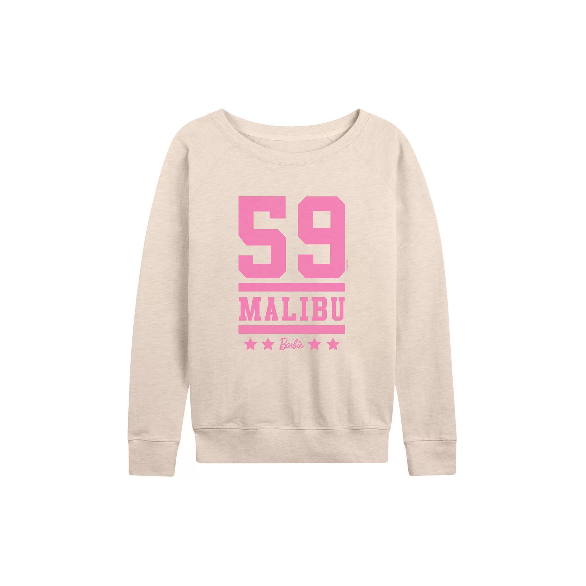 Womens Barbie 59 Malibu Graphic French Terry Long Sleeve Tee Grey Green Product Image