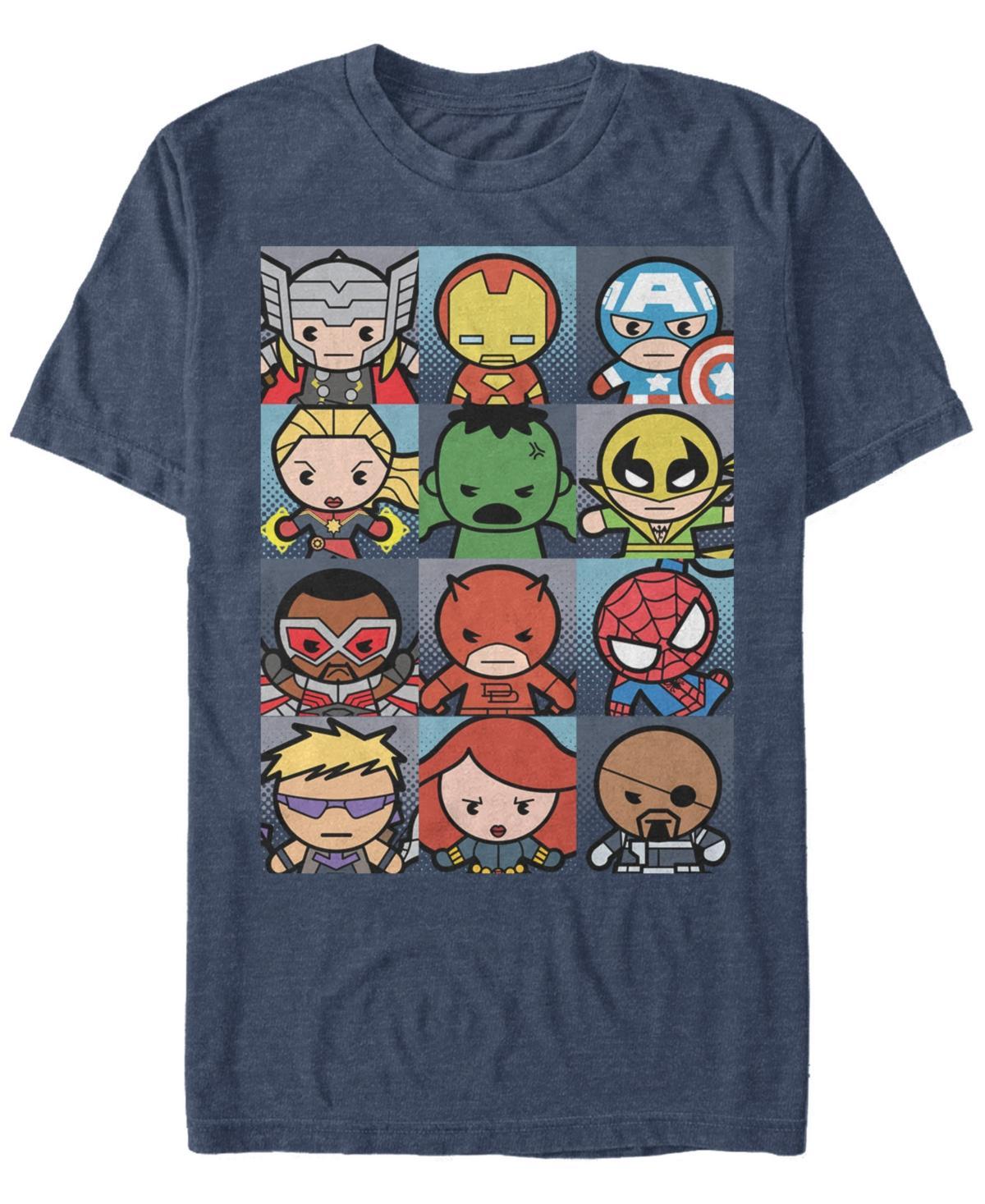 Mens Marvel Kawaii Art Collection Boxes Graphic Tee Navy Grey Product Image