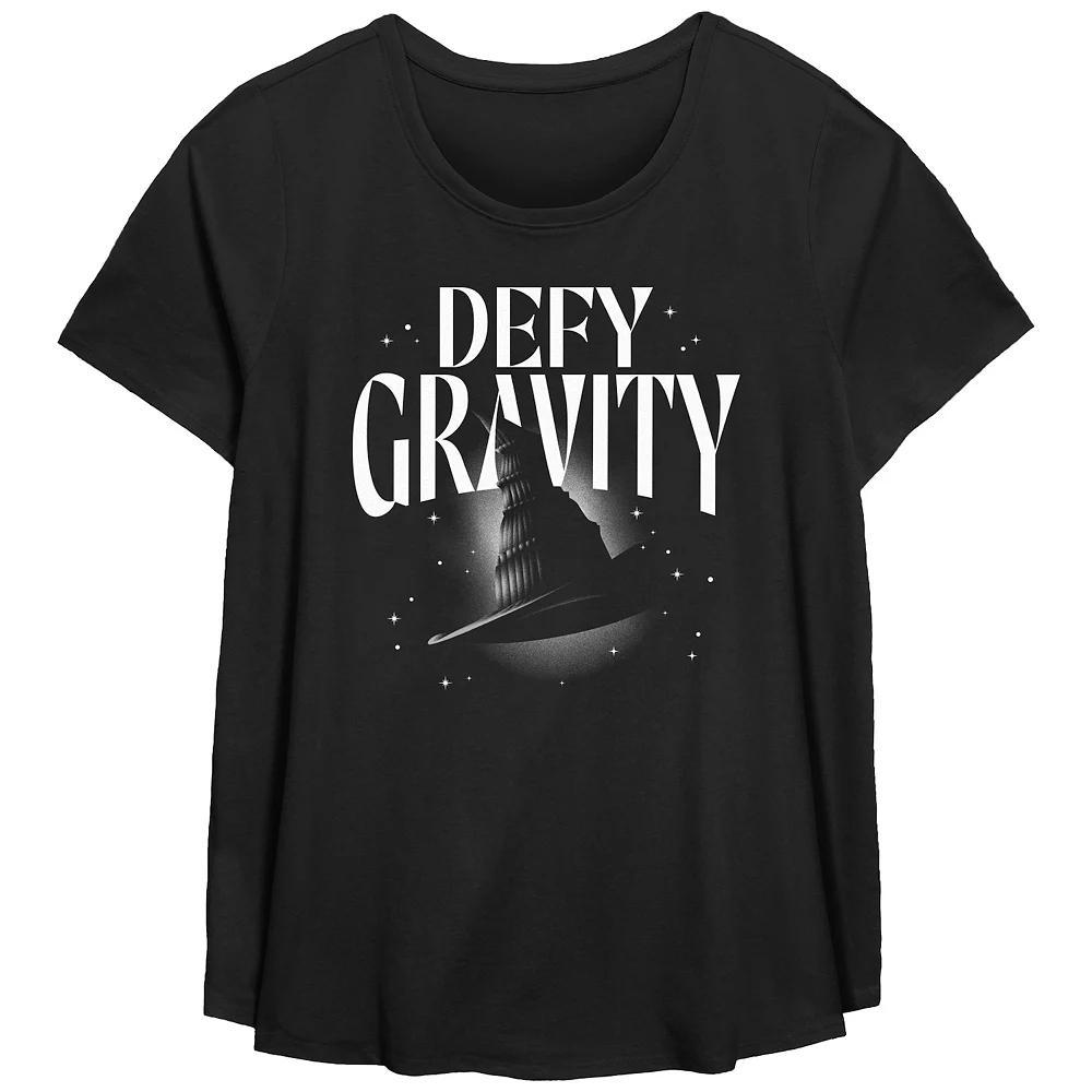 Plus Size Wicked Defy Gravity Flowy Graphic Tee, Women's, Size: 2XL, Black Product Image