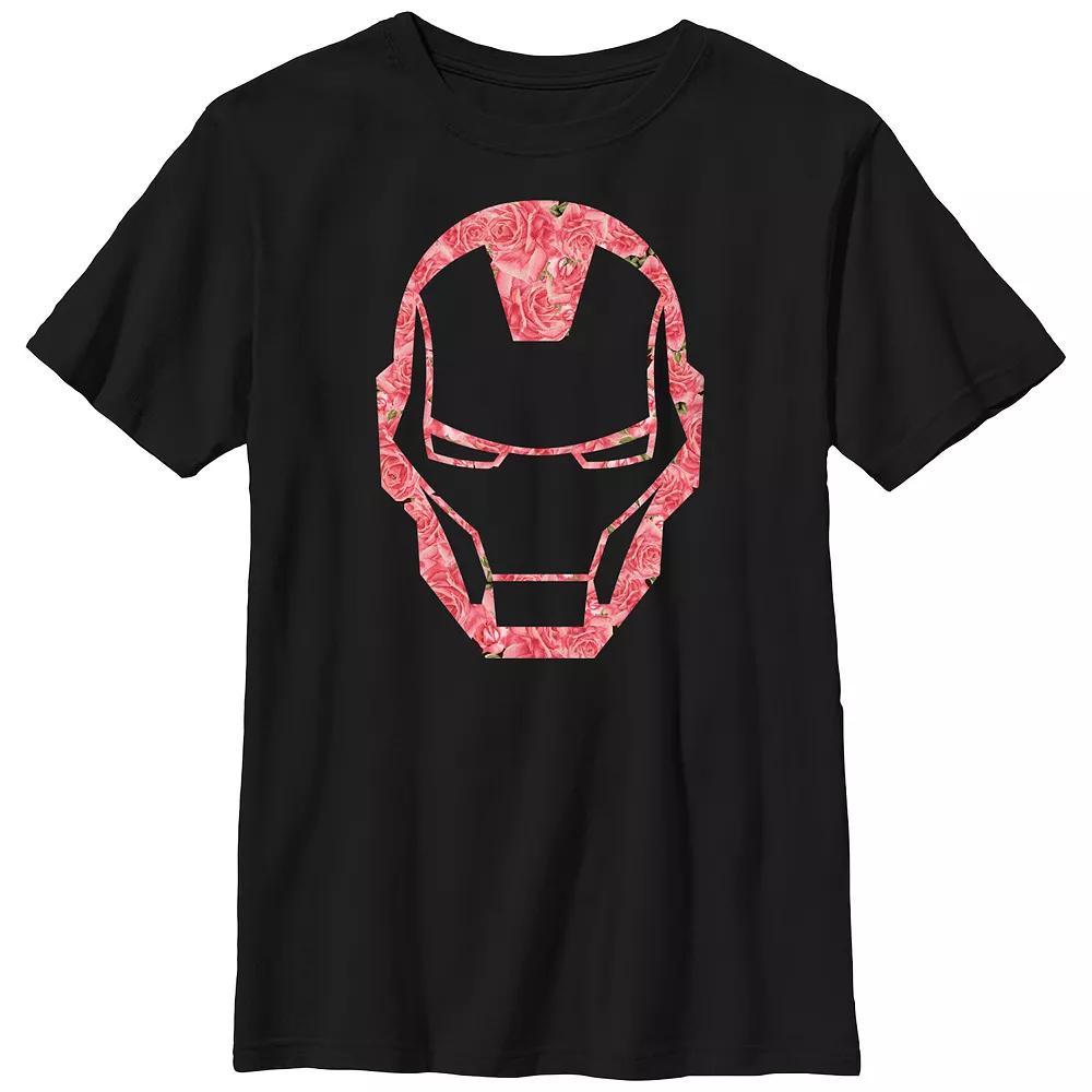 Boys 8-20 Husky Marvel Iron Man Roses Filled Helmet Graphic Tee, Boy's, Size: Large HUSKY, Black Product Image