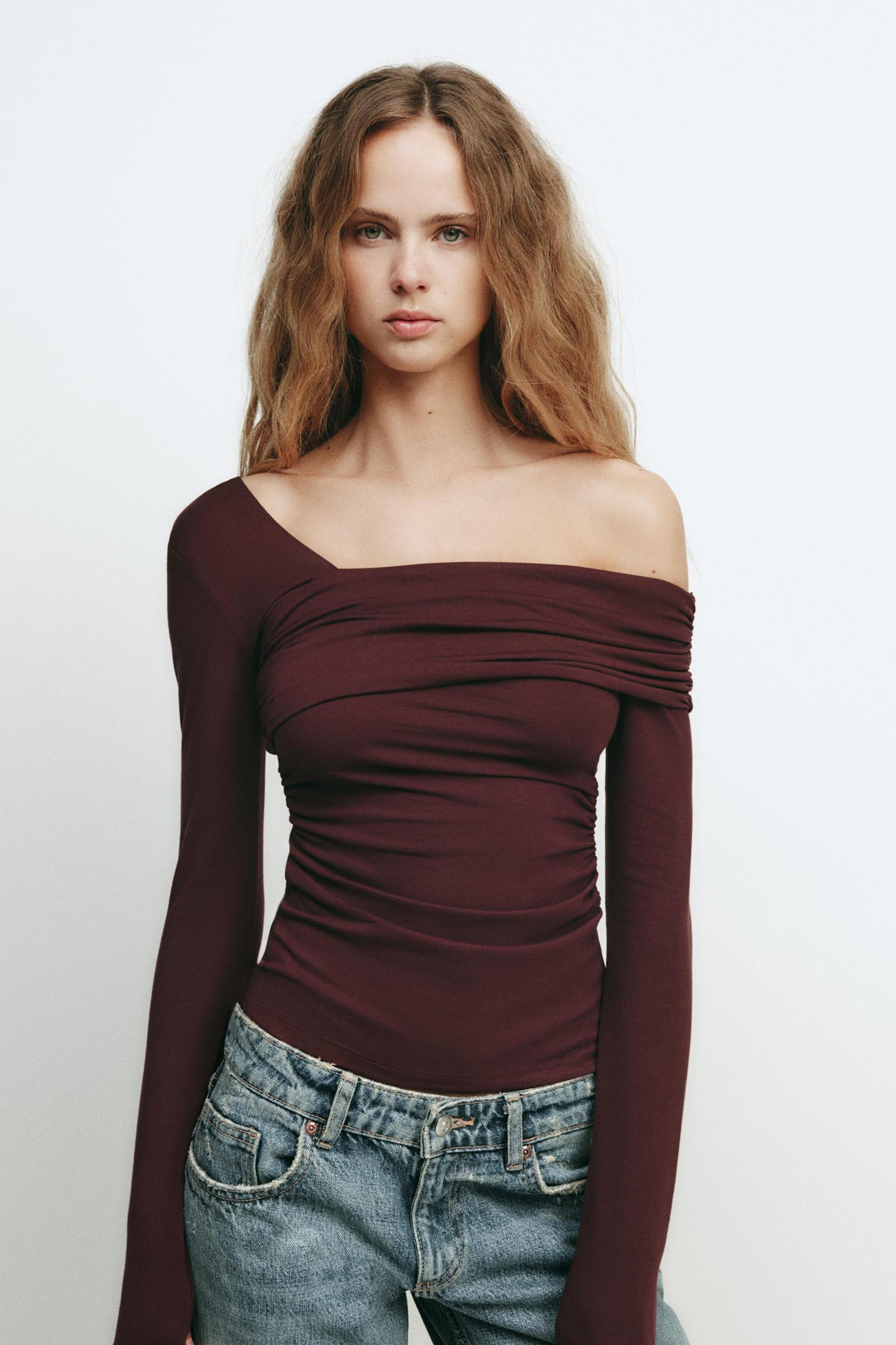 ASYMMETRIC NECKLINE TOP Product Image
