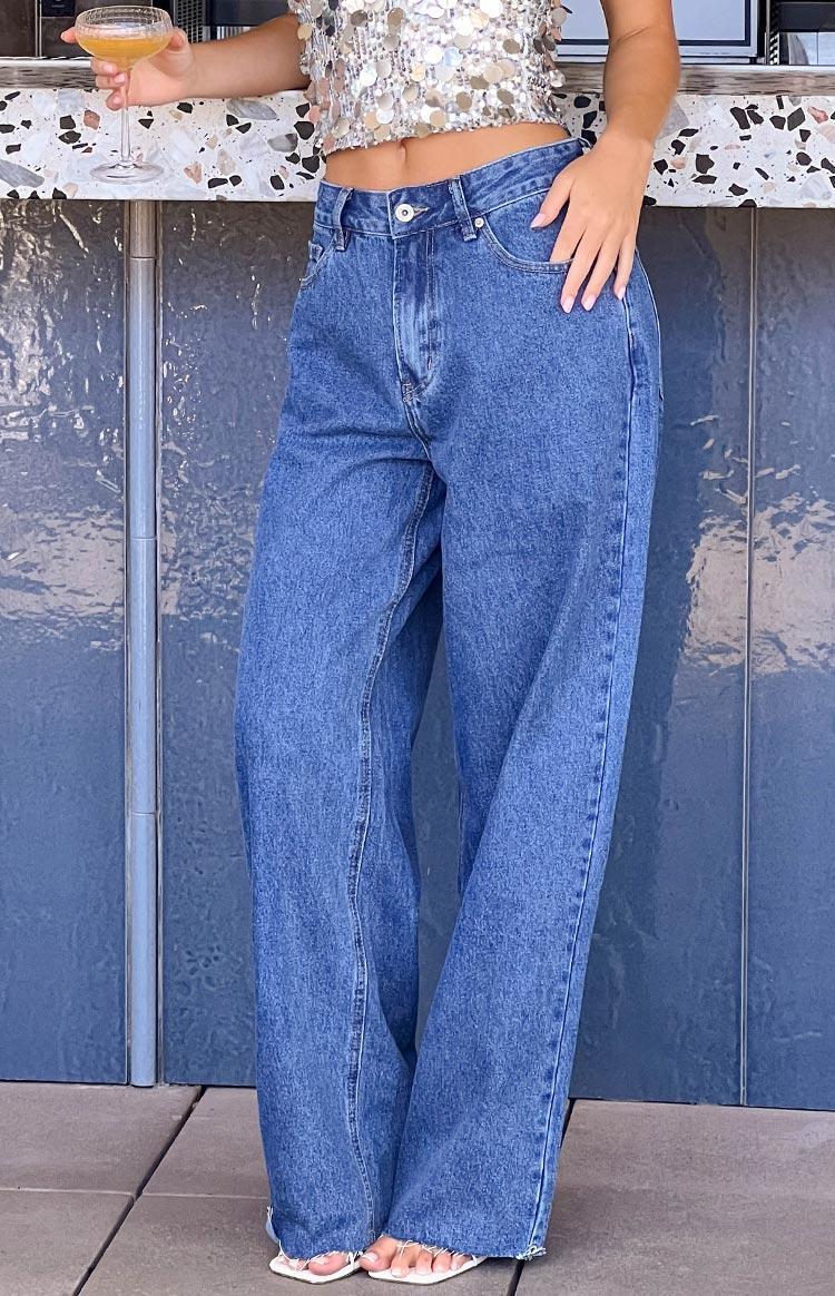 She's Yours Mid Wash Denim Wide Leg Boyfriend Jeans Girls Product Image