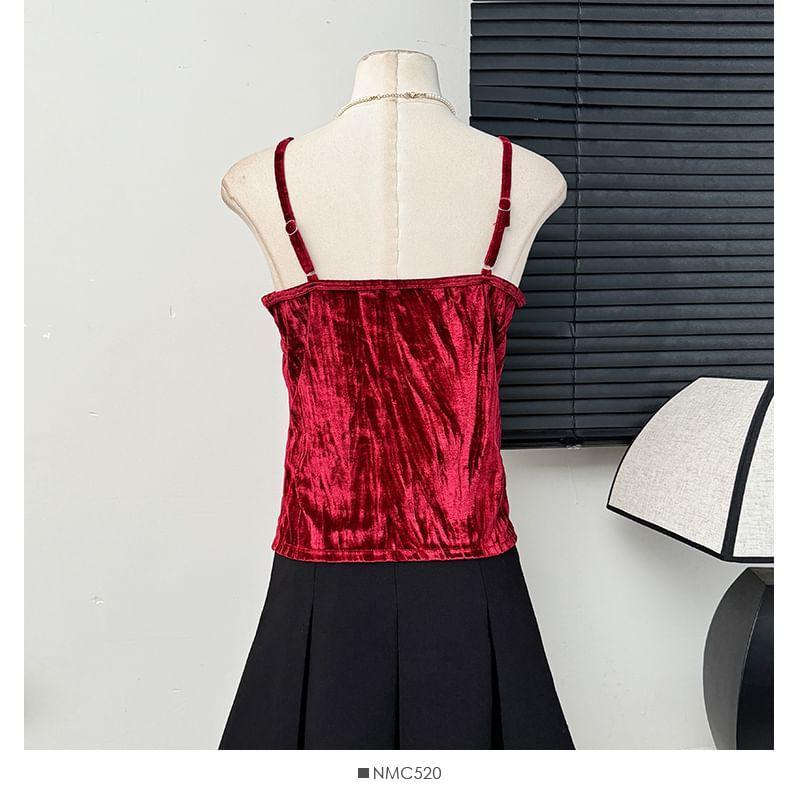 Velvet V-Neck Camisole Top Product Image