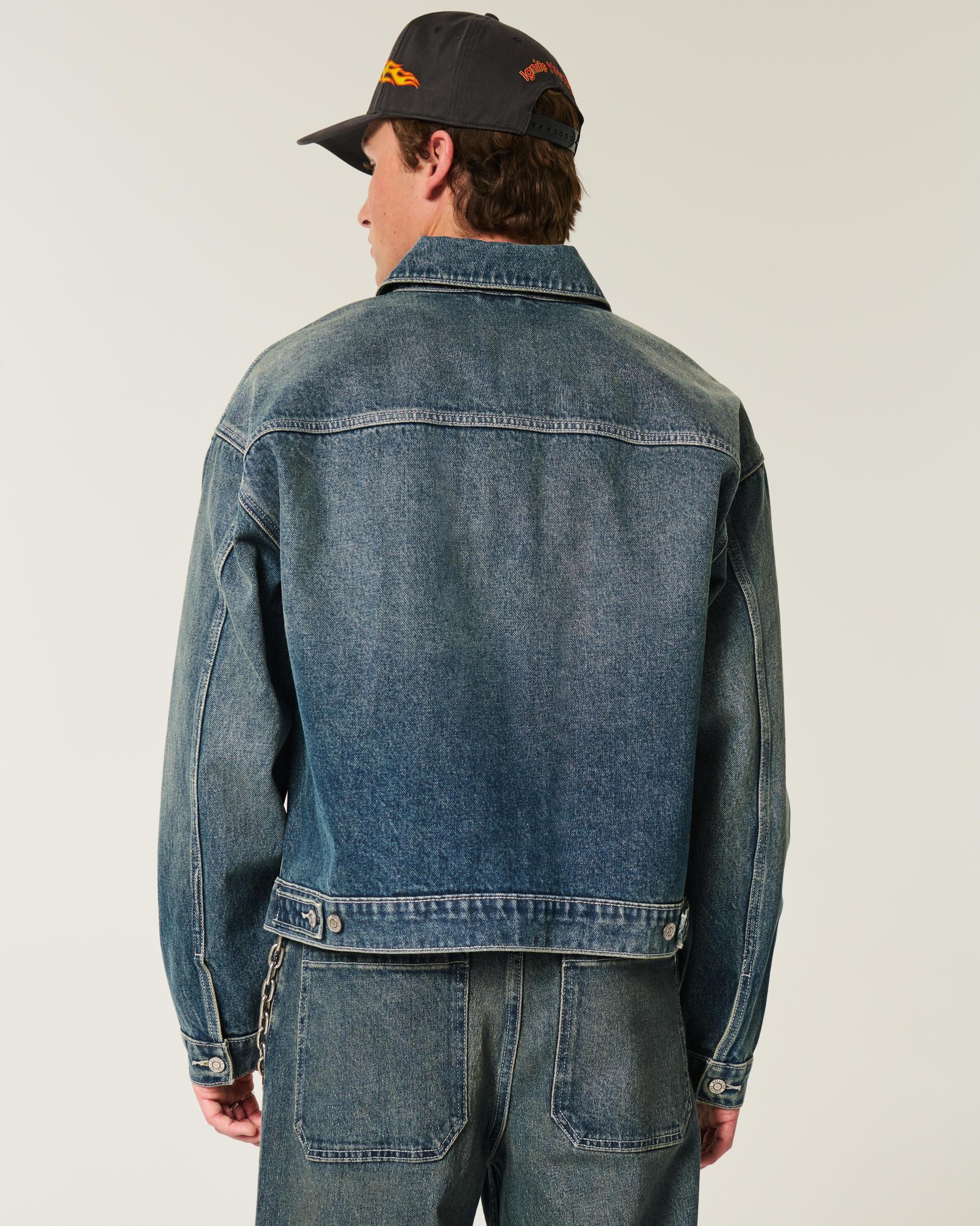 Dark Wash Denim Trucker Jacket Product Image