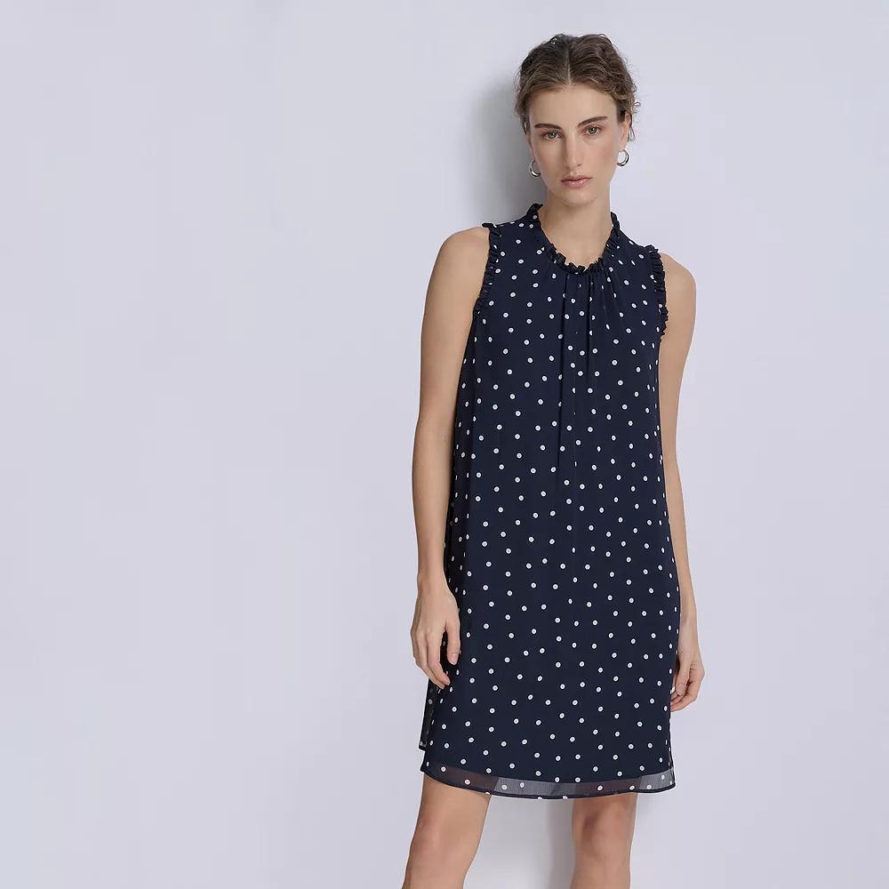 Women's Harper Rose Sleeveless Ruffle Shift Mini Dress, Size: 10, Blue Dot Product Image