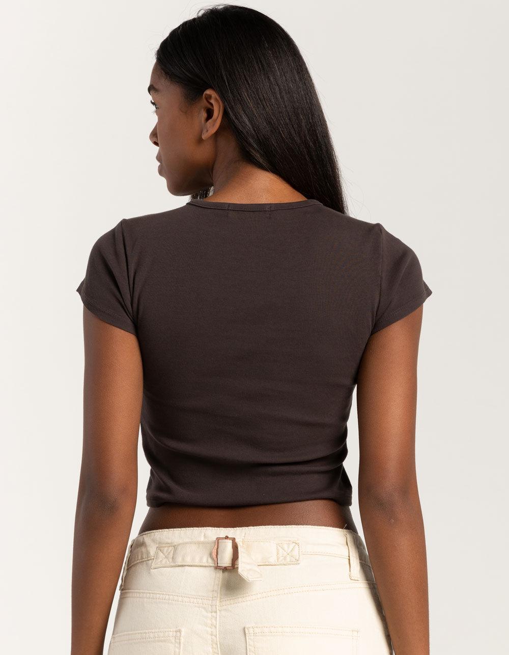 RSQ Womens Record Baby Tee - WASHED BLACK Product Image