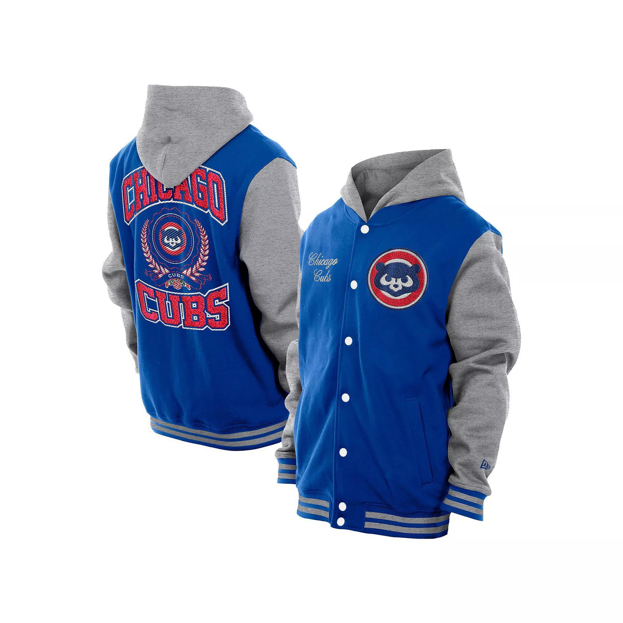 Men's New Era Royal Chicago Cubs Throwback Prep Full-Snap Hoodie Jacket, Size: Small, Blue Product Image
