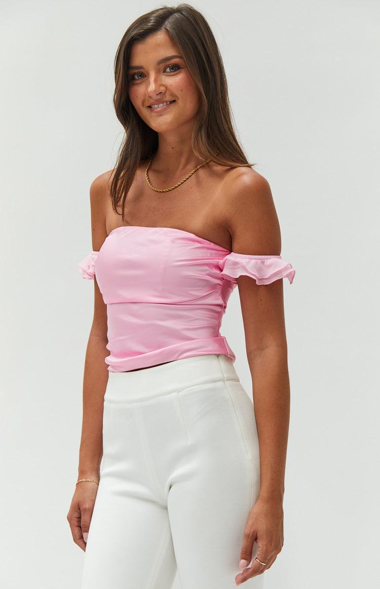 Silvia Pink Satin Crop Top Product Image