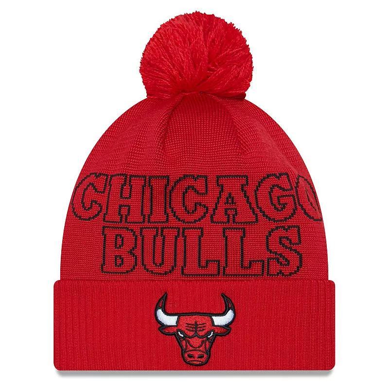 Mens New Era Chicago Bulls 2023 NBA Draft Cuffed Knit Hat with Pom Product Image