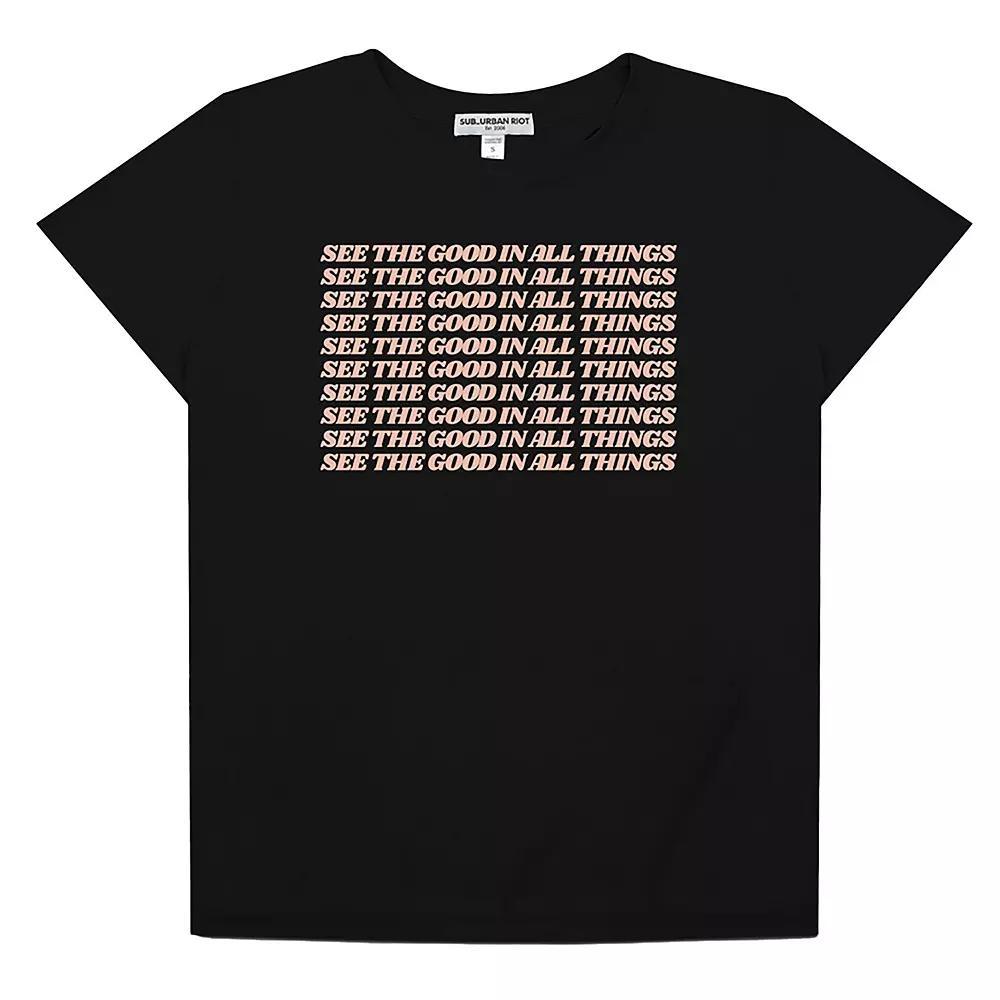Women's Suburban Riot See the Good in All Things Loose Fit Graphic Tee, Girl's, Size: XS, Black Product Image
