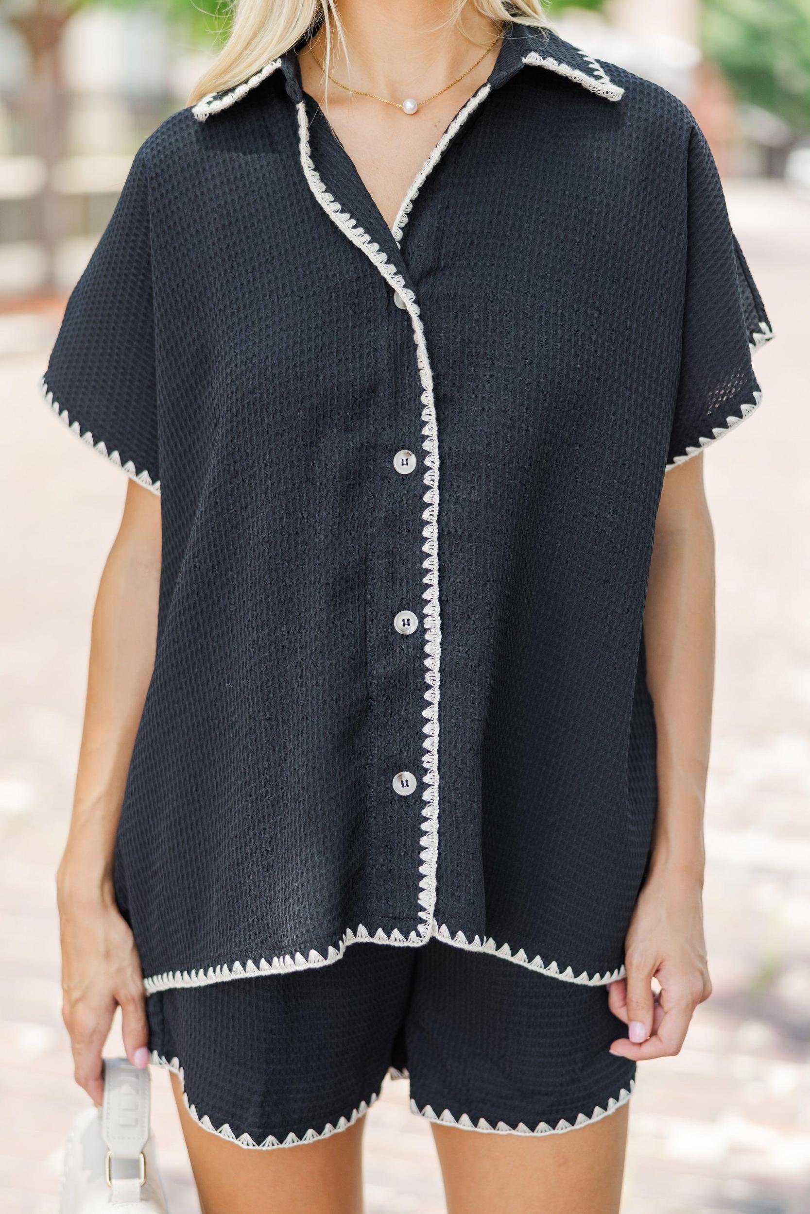 This Is The Moment Black Embroidered Blouse Female Product Image