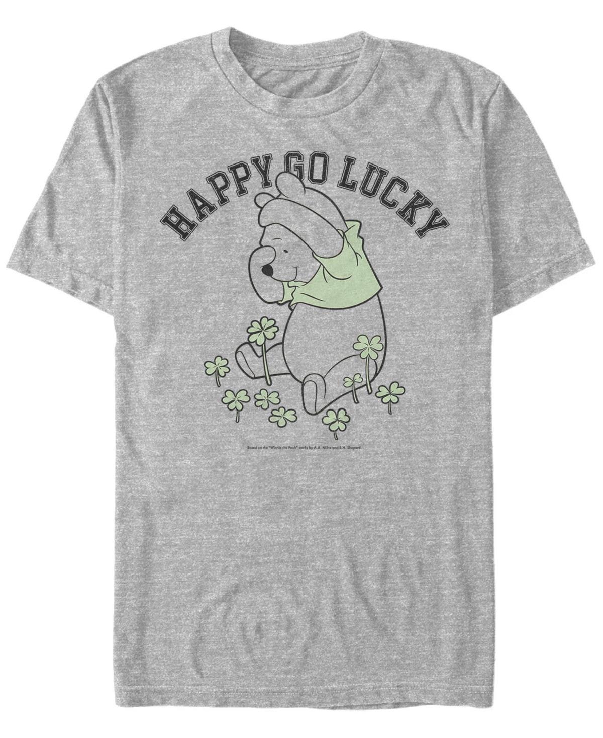 Disney's Winnie The Pooh "Happy Go Lucky" Portrait Men's Tee, Size: Small, Athletic Grey Product Image
