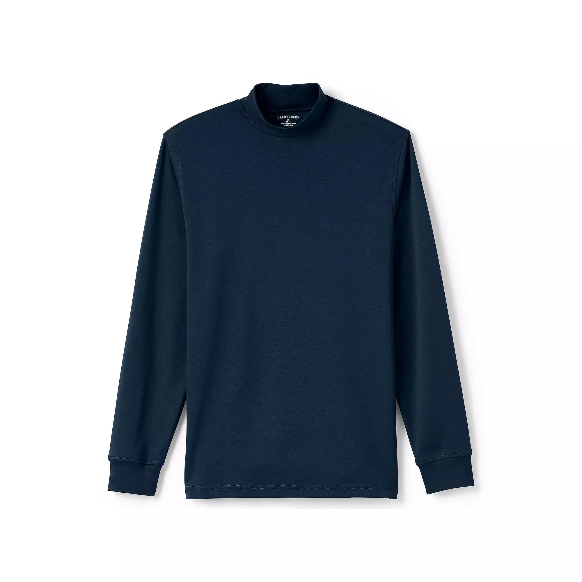 Lands' End Men's Super Soft Supima Mock Turtleneck, Size: Small, Black Product Image