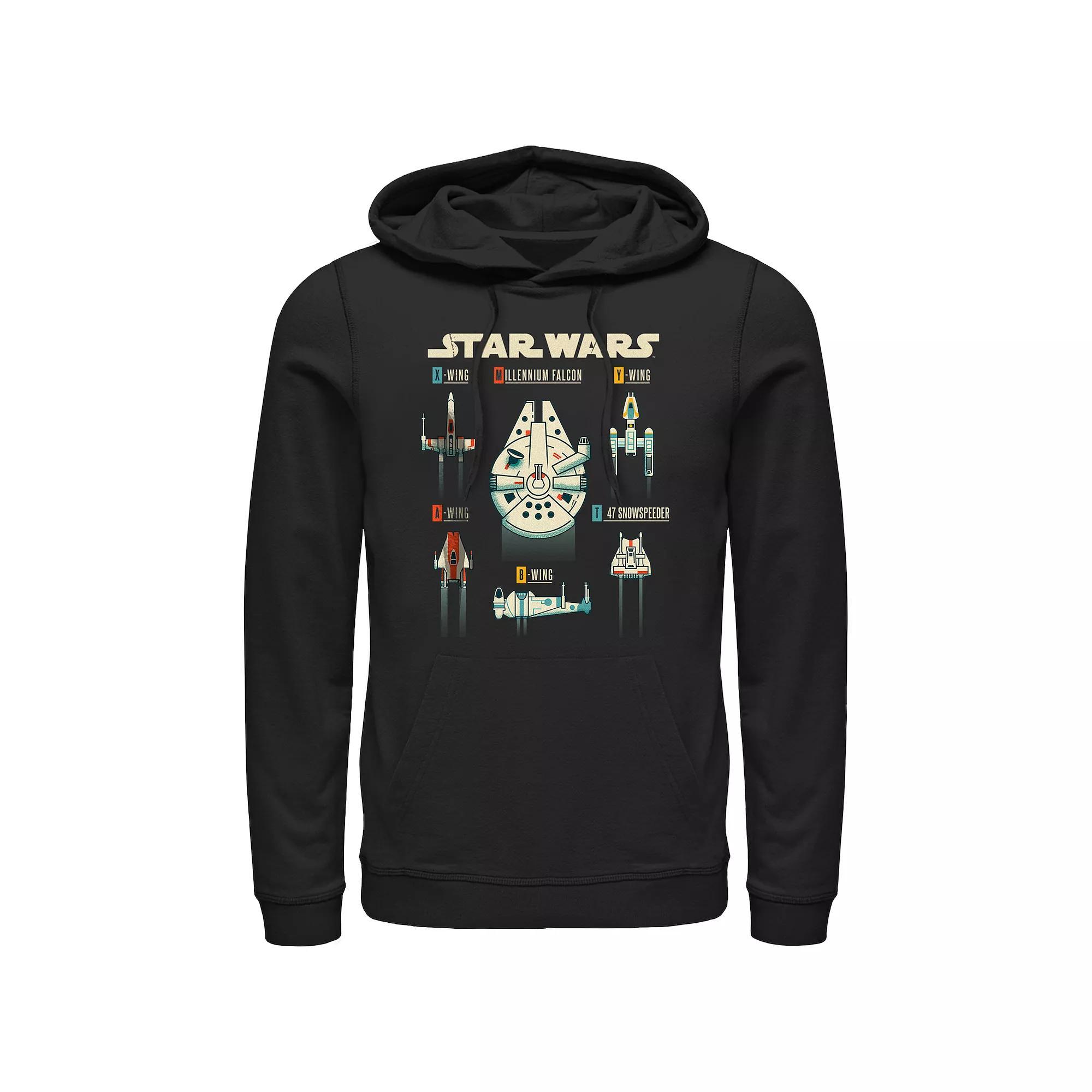 Men's Star Wars Rebel Ships Graphic Hoodie, Size: Small, Black Product Image