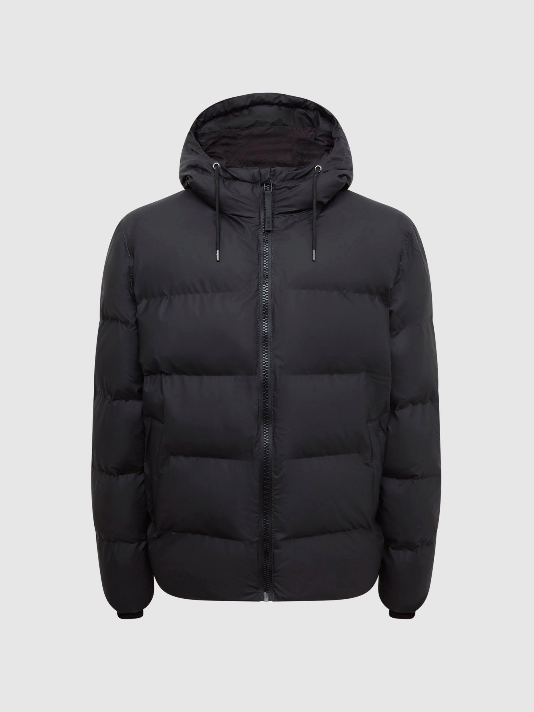 Rains Hooded Puffer Jacket in Black Product Image