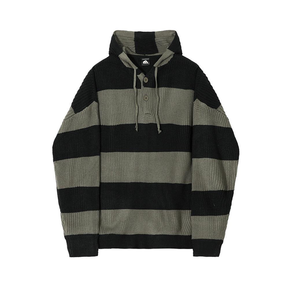 RT No. 5521 KNITTED BUTTON-UP HOODED SWEATER Product Image