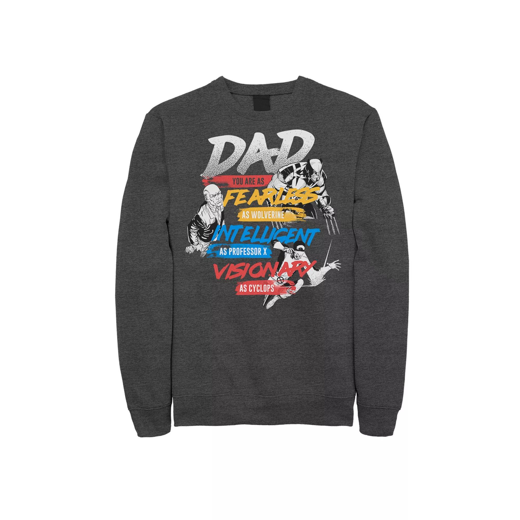 Mens Marvel X-Men Dad You Are As Fearless As Fleece Grey Heather Product Image
