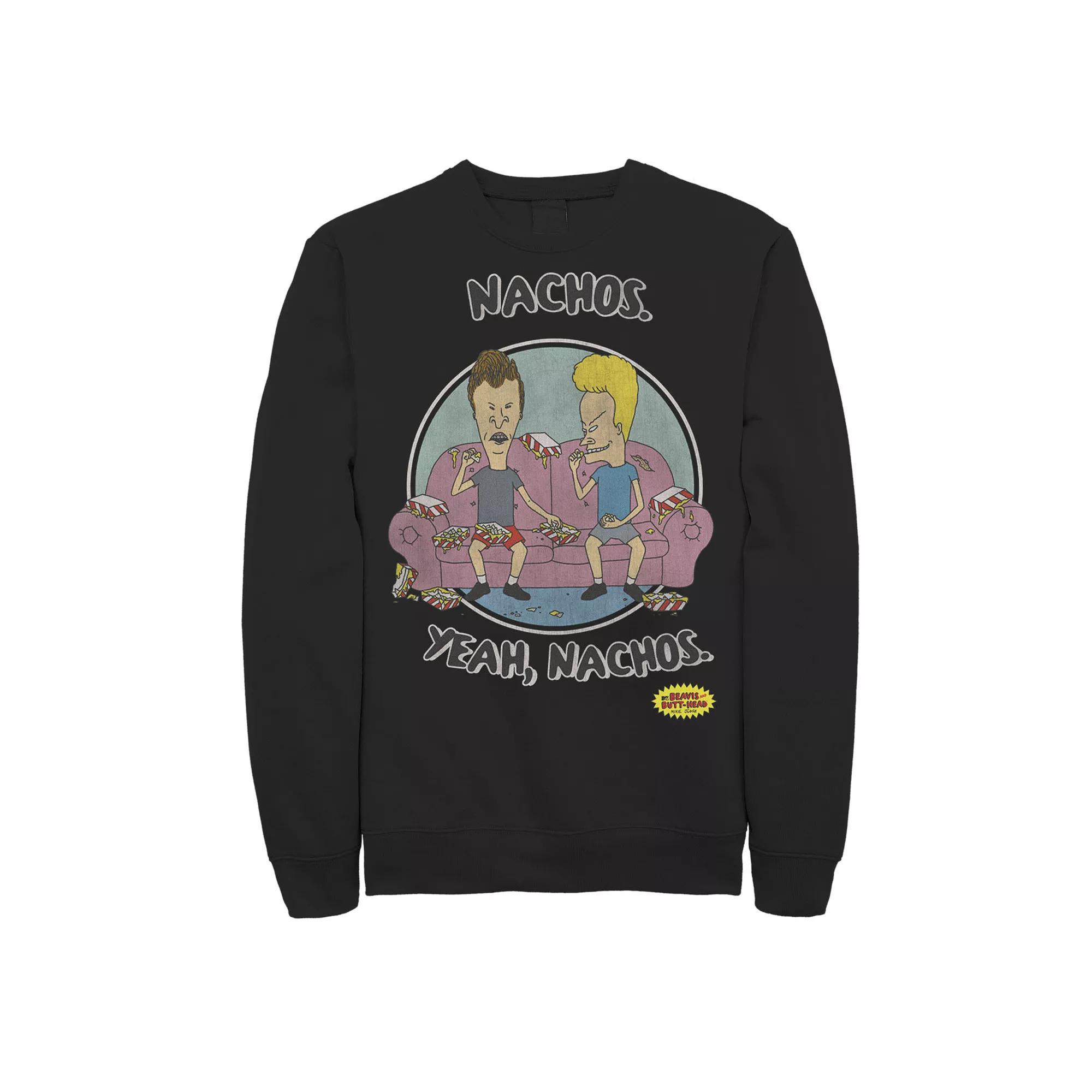 Men's Beavis And Butt-Head Nacho Yeah Nachos Portrait Fleece Top, Size: Medium, Grey Heather Product Image