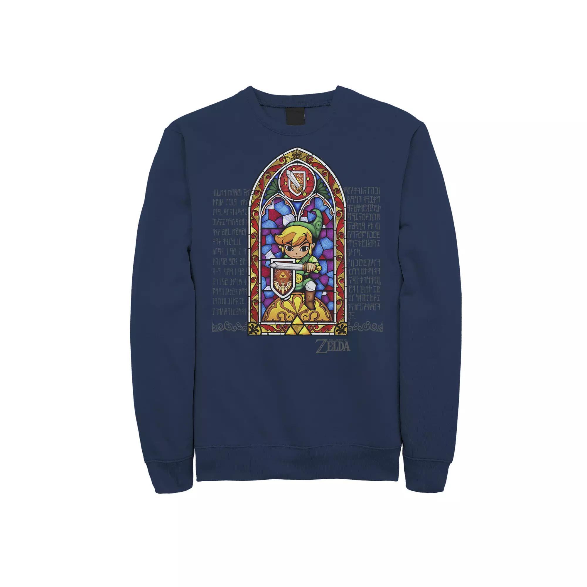 Mens Nintendo Zelda Stained Glass Protector Sweatshirt Blue Product Image
