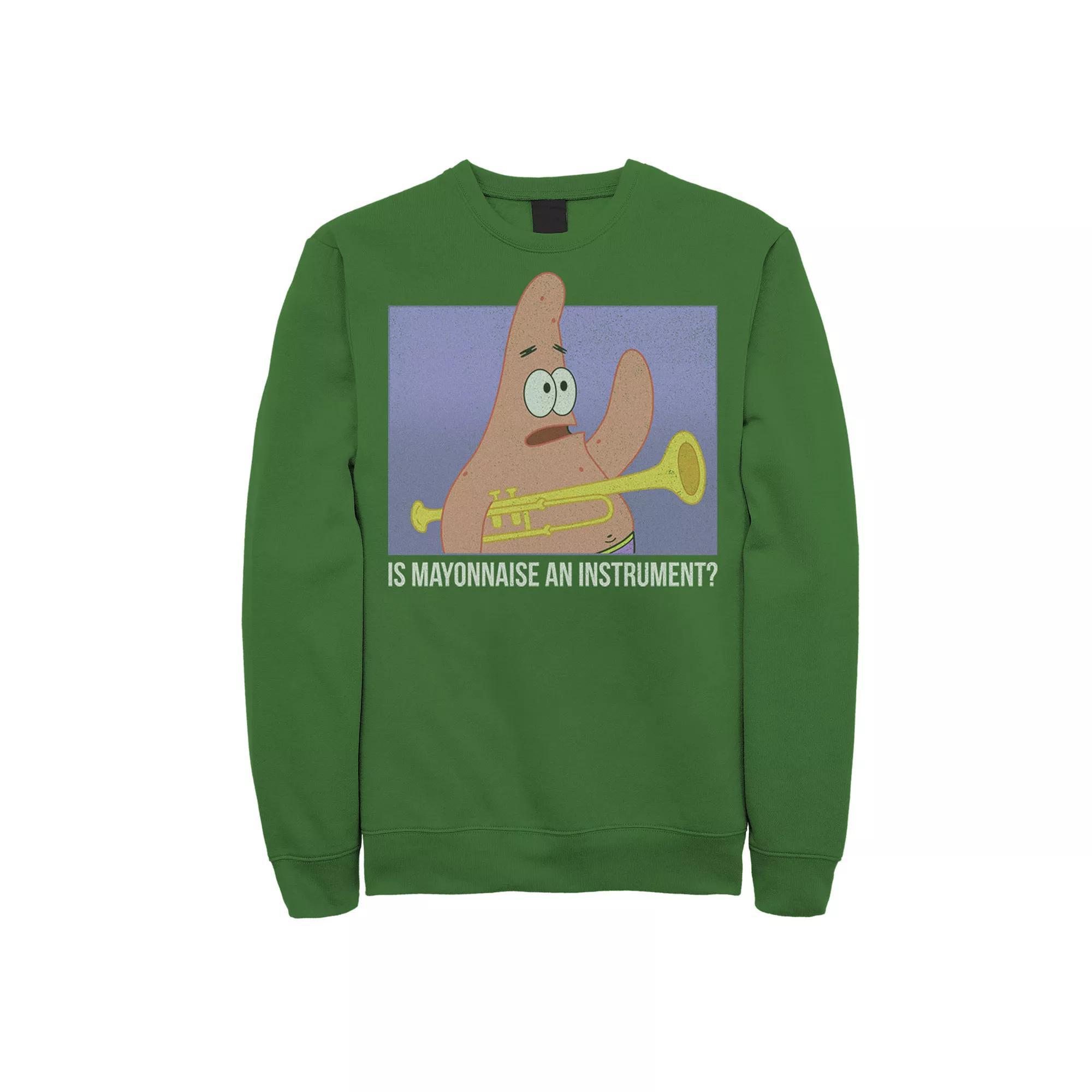 Men's Spongebob Patrick Is Mayonnaise An Instrument Sweatshirt, Size: Large, Red Product Image